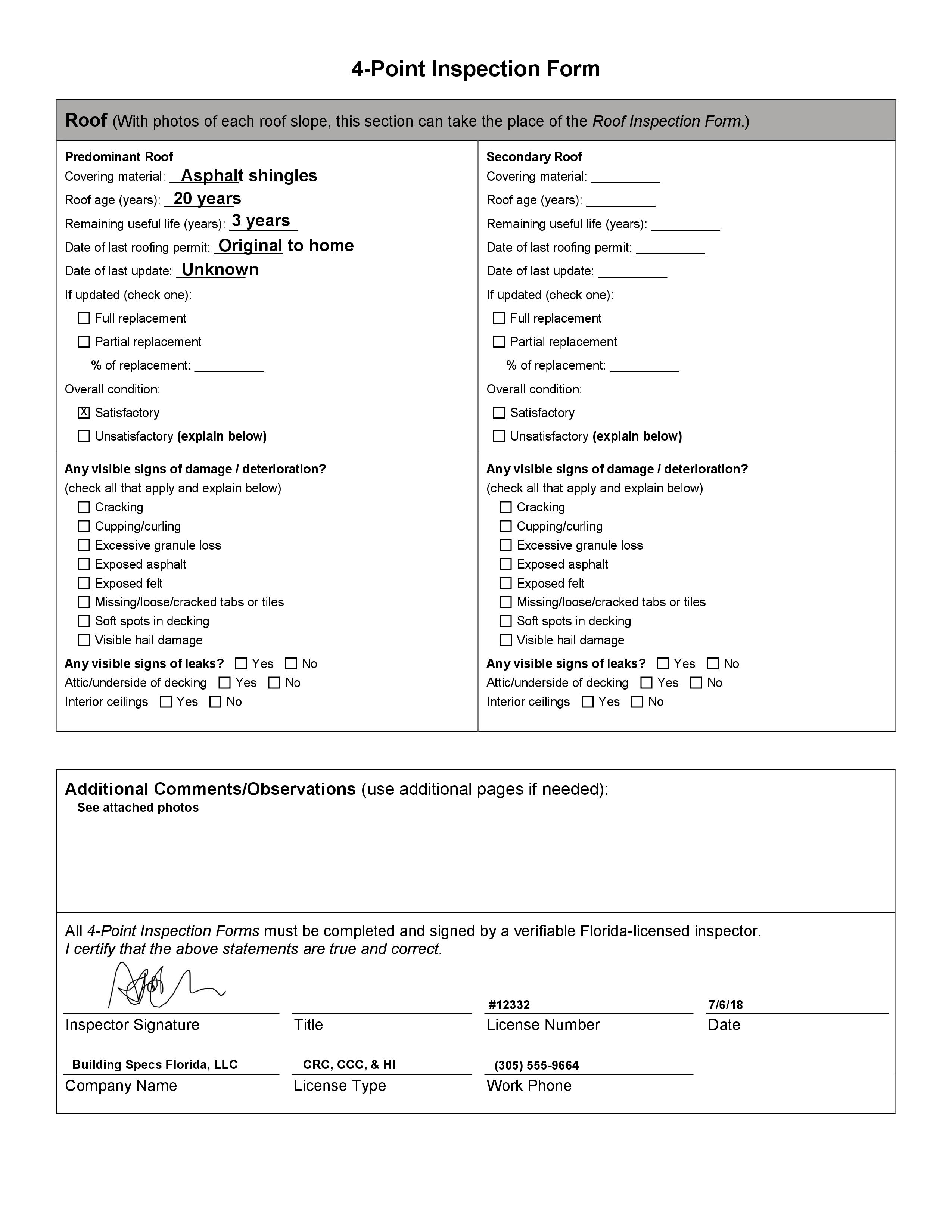 4 Point Inspection Template